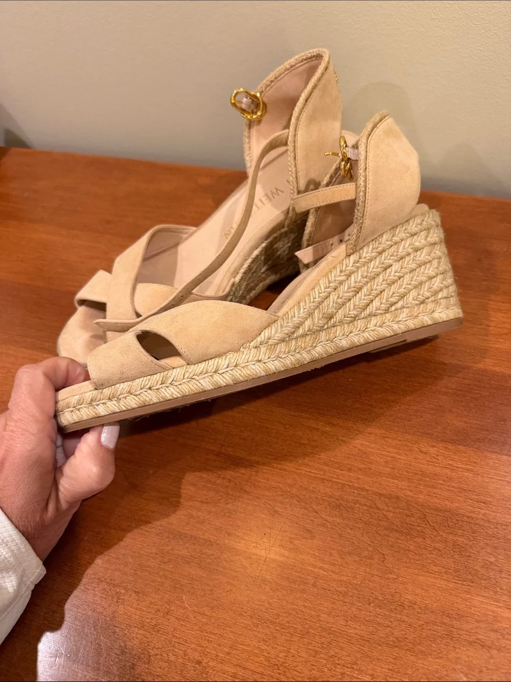 Stuart Weitzman Suede Espadrille Wedge Sandals in Beige EU 40 size 9.5